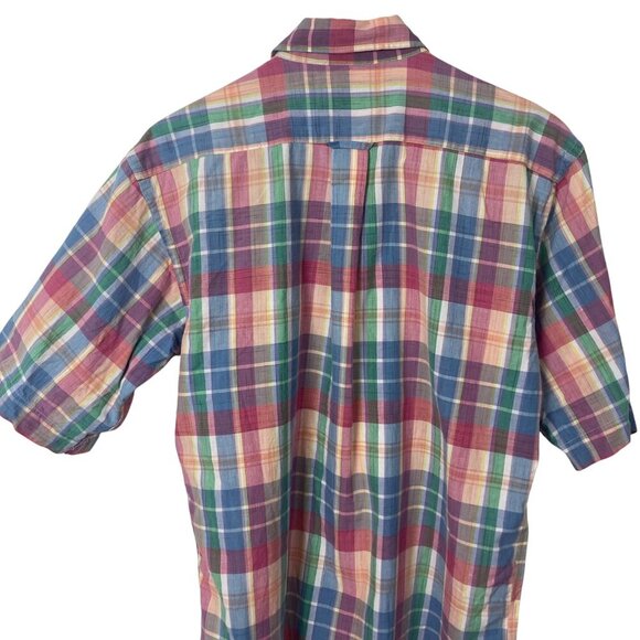 Vintage Brickmans Of Marthas Vineyard Plaid Shirt Mens Medium Short Sleeve - Picture 7 of 8
